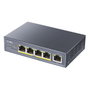 Cudy GS1005P Switch no administrado Gigabit Ethernet 5 puertos con 4 puertos PoE+ 60W