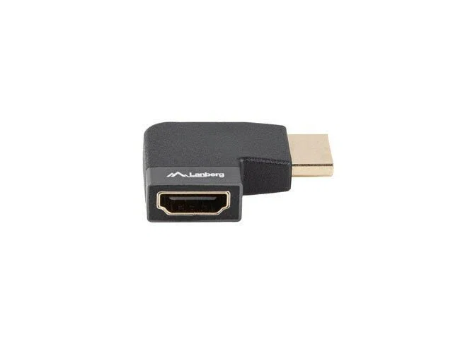 Lanberg AD-HDMI-10 Adaptador HDMI Angulo Derecho HDMI Hembra a HDMI Macho, HDMI 2.1, 8K 48Gbps, HDR, Resolución 7680x4320, Aluminio Plata/Negro