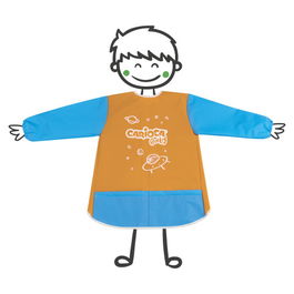 Carioca Delantal Impermeable para Niños de 2-4 Años con Bolsillos, Azul y Naranja, N. Art. 33100