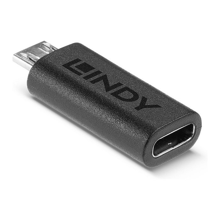 LINDY Adaptador USB 2.0 Tipo C Hembra a Micro-B Macho 41903 Negro