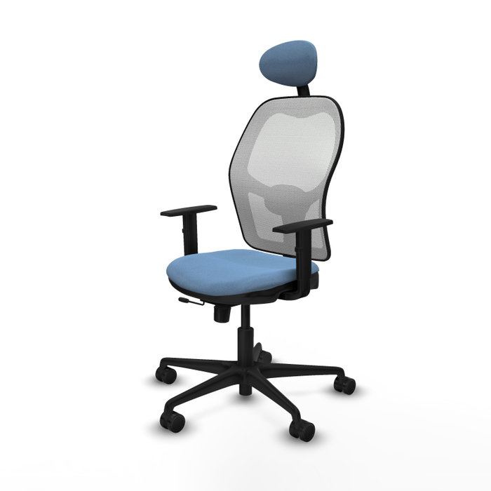 PIQUERAS Y CRESPO Silla de oficina Jorquera con mecanismo Sincro/Traslack, Azul cielo y Blanco