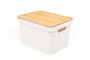 Confortime Caja Organizadora Multiusos Rectangular Plástico Tapa Bambú L 36x27x23 cm (6 Unidades)