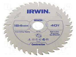 IRWIN Sierra circular de 184 mm con 40 dientes para madera