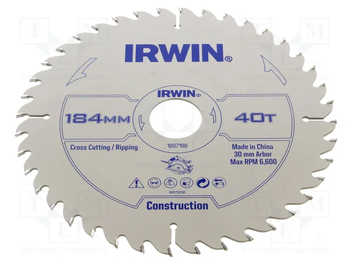 IRWIN Sierra circular de 184 mm con 40 dientes para madera IRWIN Sierra circular de 184 mm con 40 dientes para madera