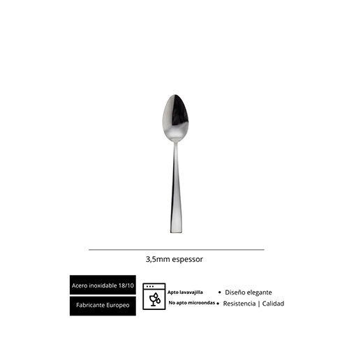 Summa Cuchara Café de Acero Inoxidable 18/10, Largo 14.5 cm, Acabado Pulido Espejo (Set de 12)