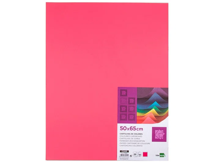 Liderpapel Cartulina Fucsia 50x65 cm 180g/m2 Paquete de 25 Hojas para Dibujo y Manualidades