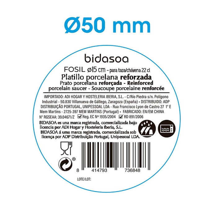 Platillo Porcelana Fosil Bidasoa 15,8x13,8x2 cm (8 Unidades) Platillo Porcelana Fosil Bidasoa 15,8x13,8x2 cm (8 Unidades)