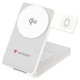 Verbatim Batería Externa Inalámbrica Magnética Plegable 3 en 1 10000 mAh Blanco