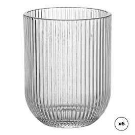 Ovenza Vaso de cristal con rayas en relieve 260 ml, 6 uds