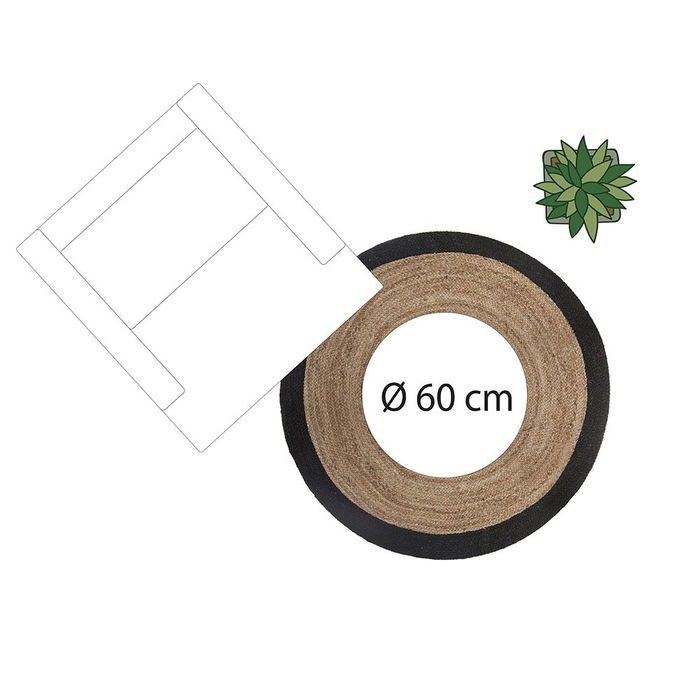 Atmosphera Alfombra Arpillera Yute Natural / Negro Ø120 cm Atmosphera Alfombra Arpillera Yute Natural / Negro Ø120 cm