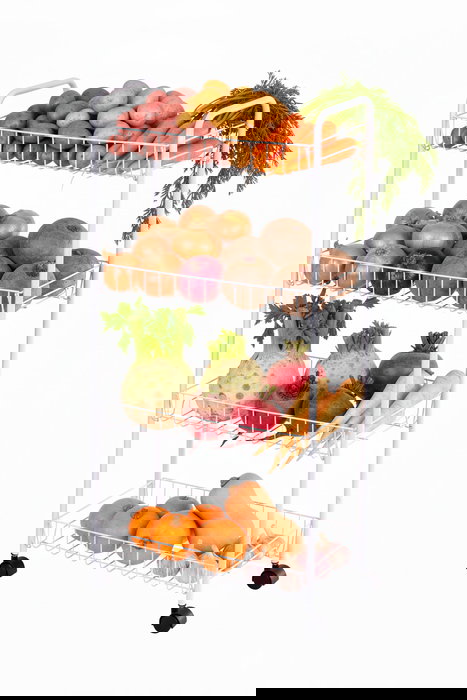 Inde Verdulero de Metal 4 Niveles Color Blanco - Dimensiones: 82 cm Largo x 24.2 cm Ancho x 6.2 cm Alto (6 Unidades)