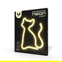 Forever Lámpara de Neón LED Gato, Luz Decorativa de Sobremesa, Blanco Cálido, Alimentación USB/Pilas, 2m Cable, Interruptor ON/OFF