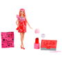 Barbie Muñeca JFY68 Party Unboxed GRWM Roja con 10 Sorpresas