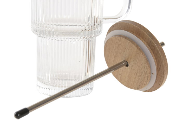 DKD Home Decor Mug Cristal Acacia Rayado 500ml Transparente DKD Home Decor Mug Cristal Acacia Rayado 500ml Transparente