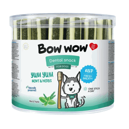 Bowwow Yum Yum Snacks para Perros, Menta y Hierbas, 35 Unidades, Salud Bucal y Articulaciones