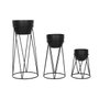 DKD Home Decor Set de 3 Maceteros Metálicos Negros Black Industrial
