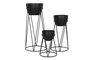 DKD Home Decor Macetero Urban Negro Metal 38 x 80 x 38 cm Set de 3