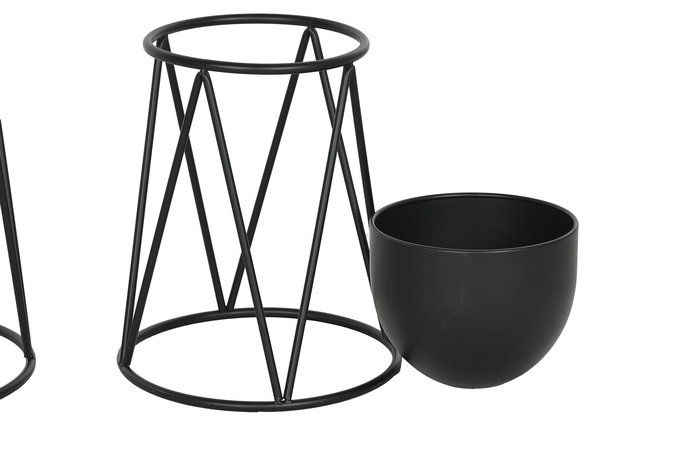 DKD Home Decor Macetero Urban Negro Metal 38 x 80 x 38 cm Set de 3