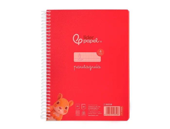 Liderpapel Cuaderno Espiral Pautaguía A5 Rojo