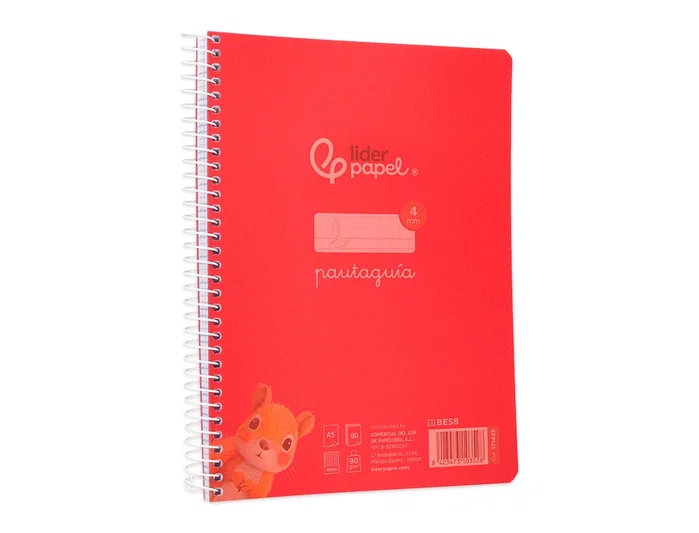 Liderpapel Cuaderno Espiral Pautaguía A5 Rojo