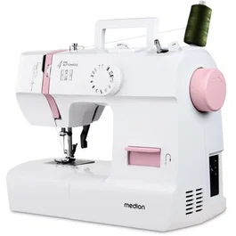 Medion MED4061275230468 Máquina de Coser 71W con 12 Puntadas, 700 rpm, Luz LED, Rosa