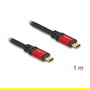 DeLOCK Cable USB 2.0 Tipo C a Tipo C PD 3.1 240W con E-Marker, Macho a Macho, 1 Metro, Negro y Rojo
