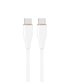 Gembird Cable USB C a USB C 1.5m, Tipo-C, 60W, USB 2.0, Carga Rápida PD, Silicona Premium, Blanco, CC-USB2S-CMCM-1.5M-W