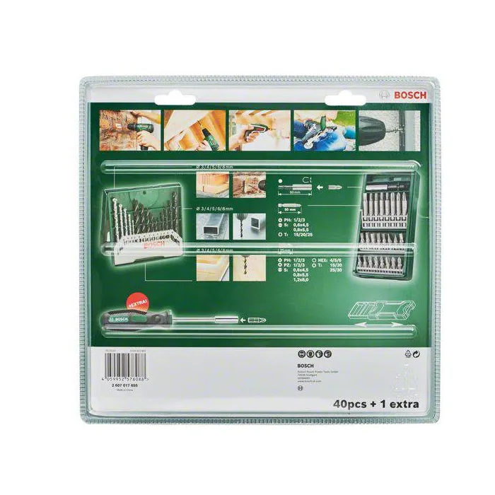 Bosch 2607017655 Juego de destornilladores con portapuntas Mini X-Lin de 41 piezas