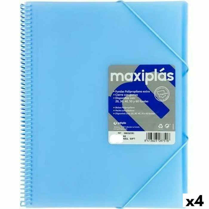 MAXIPLAS Carpeta Tarifario Grafoplas A4 Azul Soft con 40 Fundas