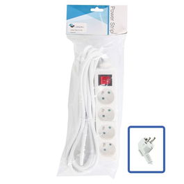LOGON PROFESSIONAL Regleta 4 Tomas con Interruptor ON/OFF y Cable de 5m - LPS070 Blanca