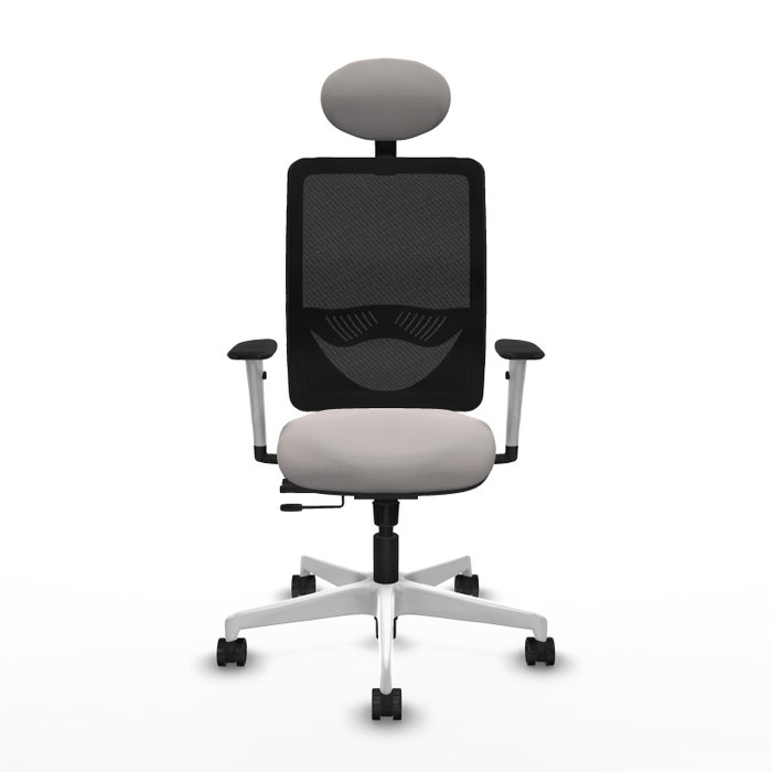 PIQUERAS Y CRESPO Silla de oficina Zulema con mecanismo Sincro/Traslack, Similpiel Blanco y Malla Negro