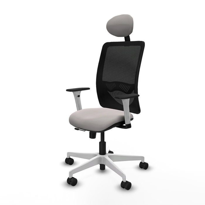 PIQUERAS Y CRESPO Silla de oficina Zulema con mecanismo Sincro/Traslack, Similpiel Blanco y Malla Negro