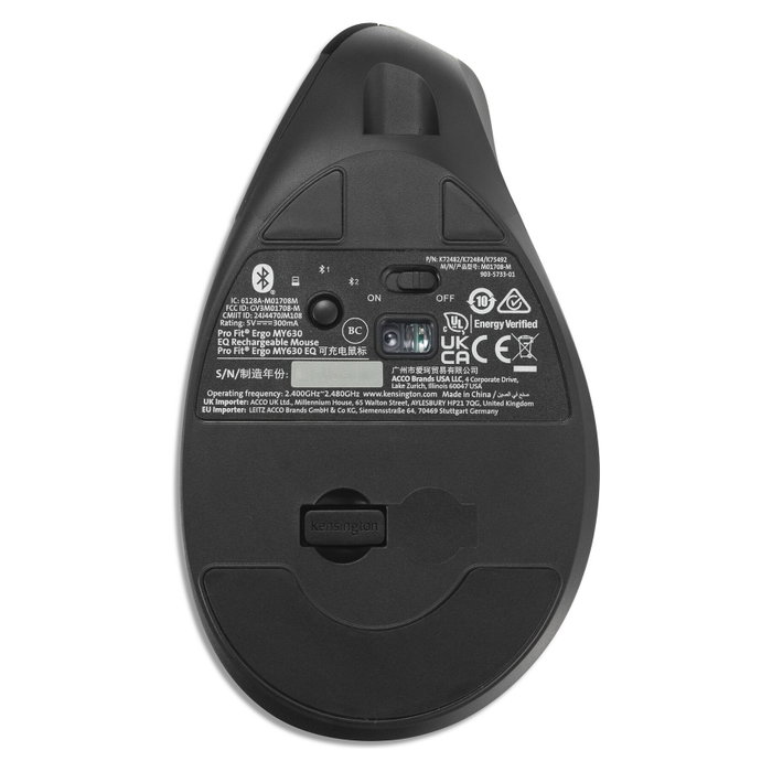 Kensington Pro Fit Ergo MY630 EQ Ratón Vertical Bluetooth y RF 2400 DPI Kensington Pro Fit Ergo MY630 EQ Ratón Vertical Bluetooth y RF 2400 DPI