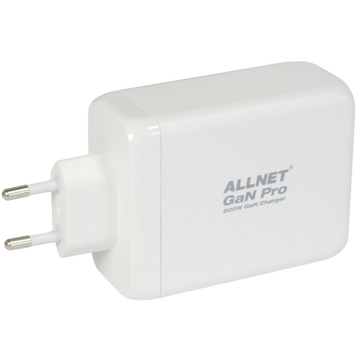 ALLNET Cargador Rápido QC USB-C PD GaN 200W 1x USB-A QC 3x USB-C Enchufe EU ALLNET Cargador Rápido QC USB-C PD GaN 200W 1x USB-A QC 3x USB-C Enchufe EU