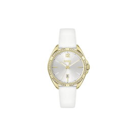Boss Reloj para mujer 1502619 con caja dorada y correa blanca