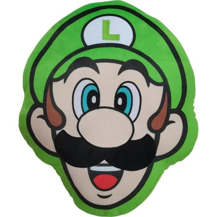Mario Bros Cojín 3D Cara de Luigi en Microfibra 40 cm Mario Bros Cojín 3D Cara de Luigi en Microfibra 40 cm