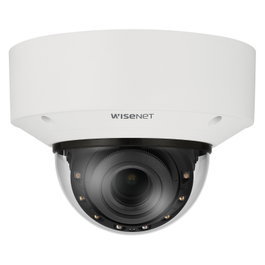 Hanwha Cámara IP minidomo interior Wisenet X Core 4MP AI IR 40m, lente 2.8-10mm motorizado, WDR 120dB, H.265, detección de personas y vehículos, PoE/12VDC