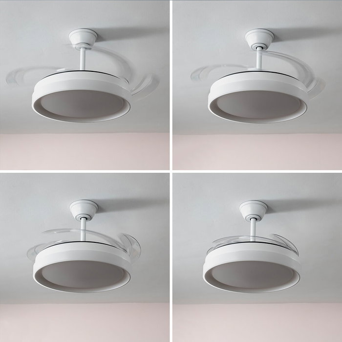 Innovagoods Ventilador de Techo Blanco con Aspas Retráctiles y Luz LED ø104 cm