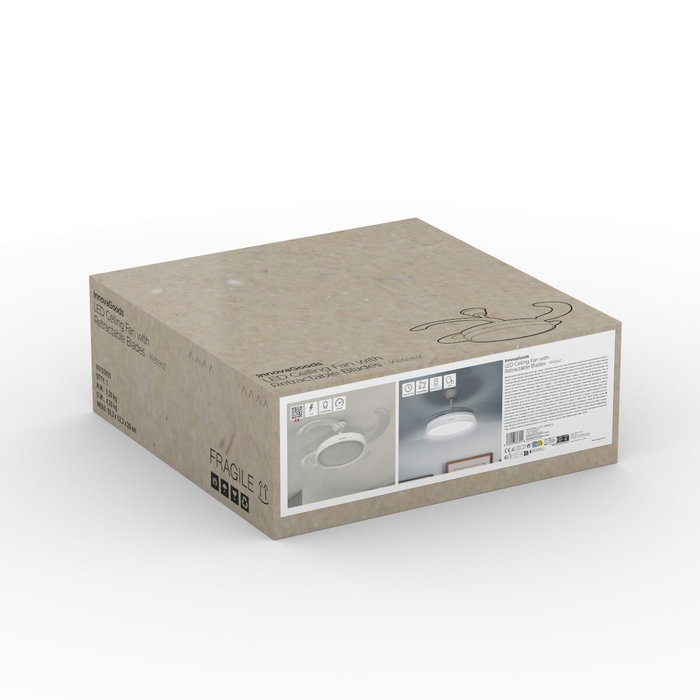 Innovagoods Ventilador de Techo Blanco con Aspas Retráctiles y Luz LED ø104 cm