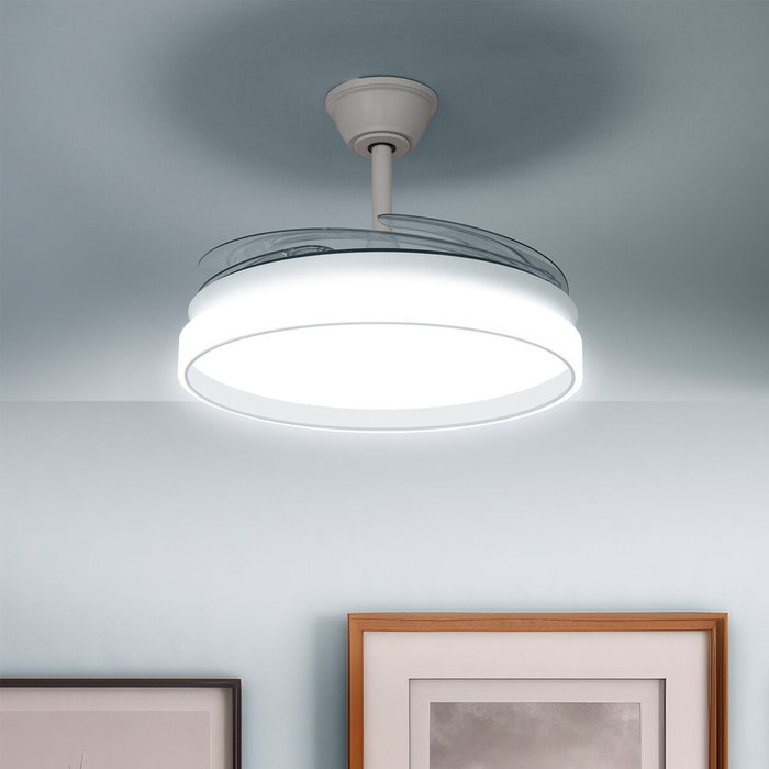 Innovagoods Ventilador de Techo Blanco con Aspas Retráctiles y Luz LED ø104 cm