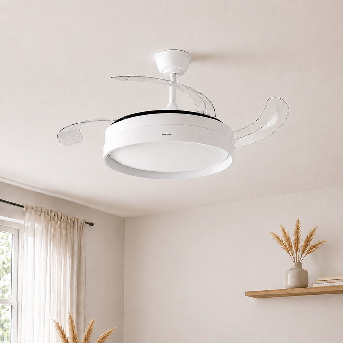 Innovagoods Ventilador de Techo Blanco con Aspas Retráctiles y Luz LED ø104 cm