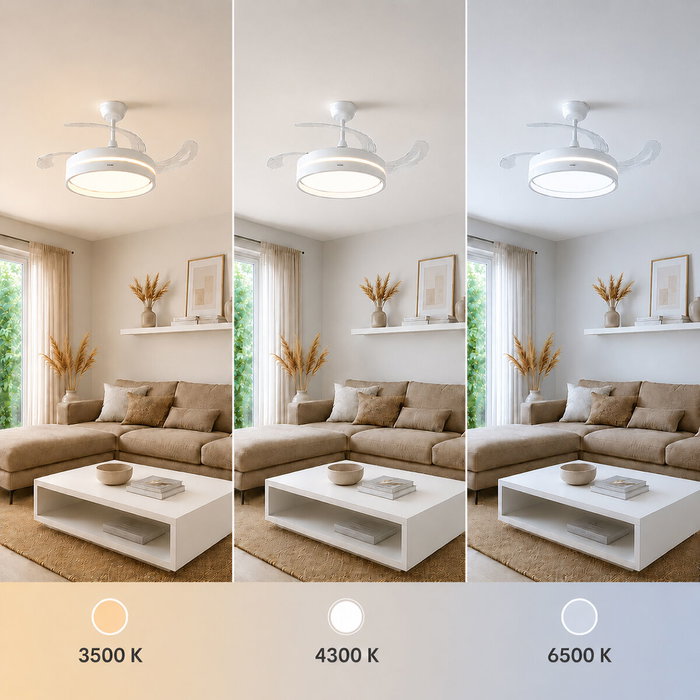 Innovagoods Ventilador de Techo Blanco con Aspas Retráctiles y Luz LED ø104 cm