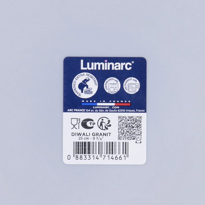 Plato Llano Opal Gris Diwali Granit Luminarc 25 cm Plato Llano Opal Gris Diwali Granit Luminarc 25 cm