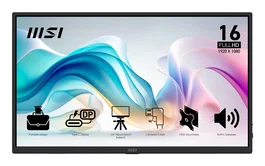 MSI PRO MP165 E6 Monitor Portátil 15.6" Full HD (1920 x 1080) IPS, USB Tipo-C, HDMI, Altavoces, 250 nits, Negro, Ref. 9S6-3PE50M-011