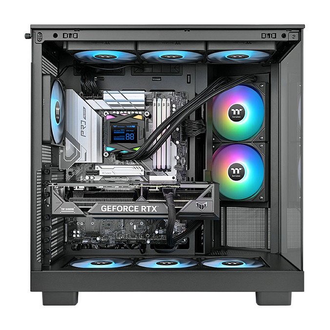 Thermaltake LA240-S ARGB All-In-One Liquid Cooler System Negro con 2 Ventiladores de 12 cm, Bomba de 2500 RPM, para Sockets Intel y AMD, TDP 350W