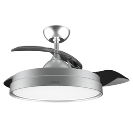 Cecotec EnergySilence Aero 4280 Invisible Steel Ventilador de Techo Acero inoxidable 40W 6 Velocidades Lámpara 3 Intensidades Aspas Retráctiles 42" Mando a Distancia