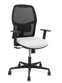PIQUERAS Y CRESPO Silla Alfera con mecanismo sincro, malla negra y asiento blanco