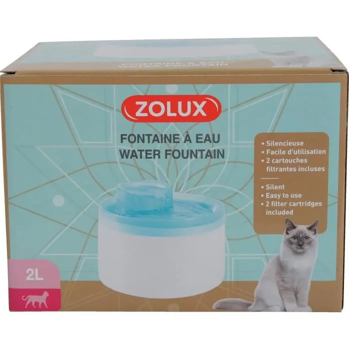 Zolux 3336025743453 Fuente de Agua para Perros y Gatos con Cartucho Filtrante, 2 Litros Zolux 3336025743453 Fuente de Agua para Perros y Gatos con Cartucho Filtrante, 2 Litros