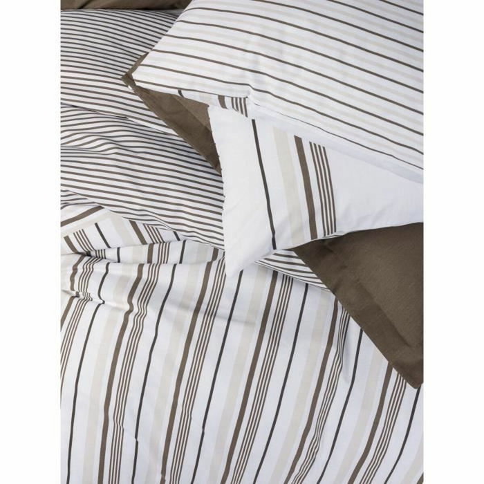 Aucune Juego de Cama Marrón 100% Algodón con Funda Nórdica y 2 Fundas de Almohada