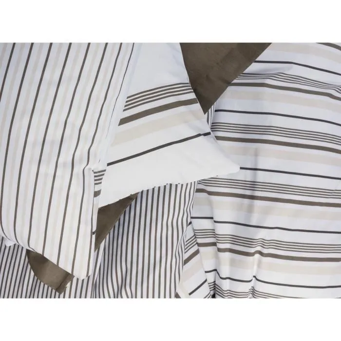 Juego de Cama con 1 Funda Nórdica 220x240 cm + 2 Fundas de Almohada 60x60 cm - 100% Algodón - Marrón